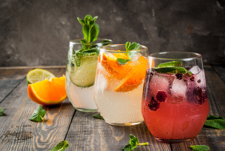 Set of three kinds of gin tonic