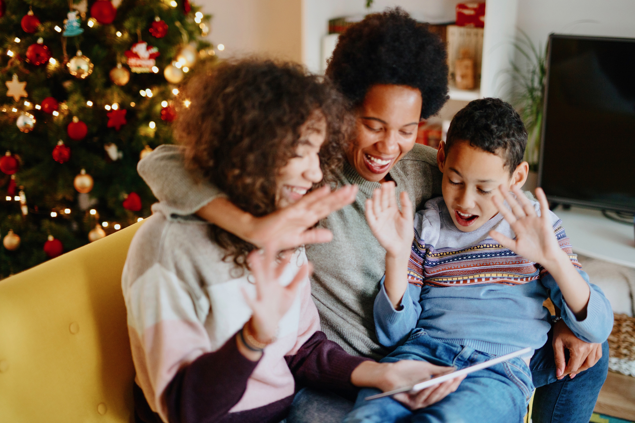 Video call with family on Christmas day during pandemic